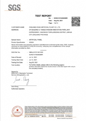 09 AUG 2021 SGS TEST REPORT