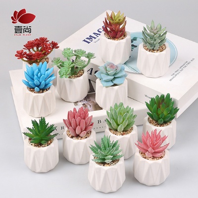 Factory Direct High Quality Green Individual Mini Fake Artificial Succulent Bonsai Plant Hotel Home office Decoration