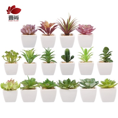 Mini Artificial Succulent Plants Faux Ceramic Potted Green Flower Decor for Desk, , Bookshelf,Office Room,Home