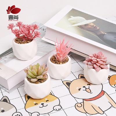 DIY hot selling pink cheap mini faux fake artificial succulent plants potted