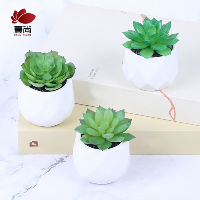 DIY Mini office decoration desktop green faux succulent plants artificial