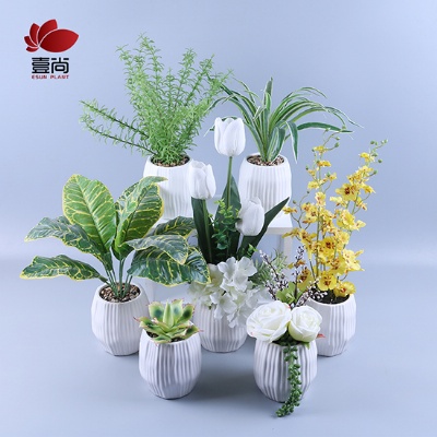 hot sell Artificial Succulents set 3 mini Realistic Faux Plants with Pulp Pots for Home and Office Decoration