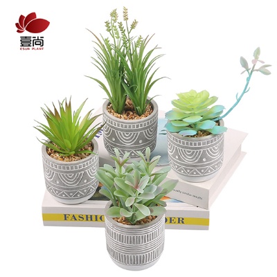 Artificial Succulent Plants in Geometric Pots