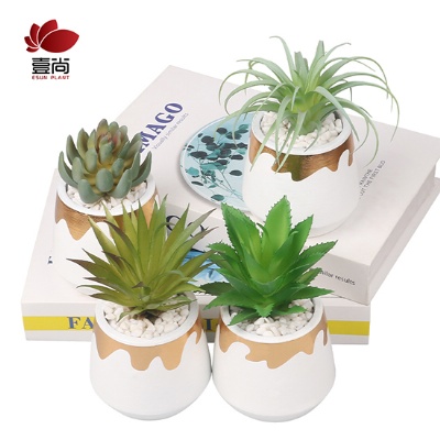Artificial cement potted succulents, interior decoration for office bedroom desktop Artificial succulent plant