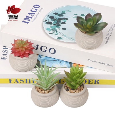 Artificial cement potted succulents, interior decoration for office bedroom desktop Artificial succulent plant