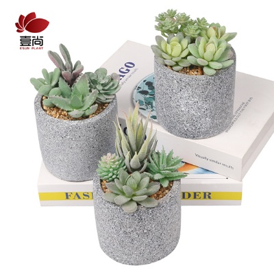 Artificial Marbling cement potted succulents, interior decoration for office bedroom desktop Artificial succulent plant