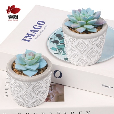 Artificial cement potted succulents, interior decoration for office bedroom desktop Artificial succulent plant