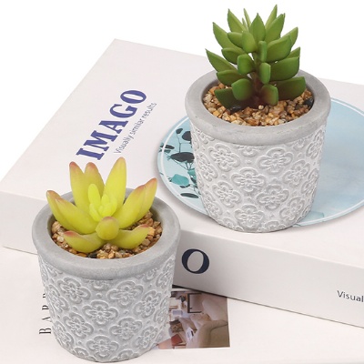 Artificial cement potted succulents, interior decoration for office bedroom desktop Artificial succulent plant