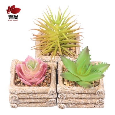 Artificial cement potted succulents interior decoration for office bedroom desktop Artificial succulent plant