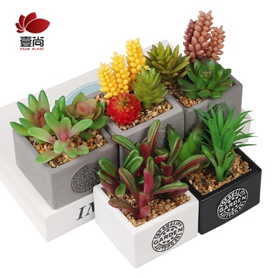 Artificial square cement potted succulents, interior decoration office bedroom desktop