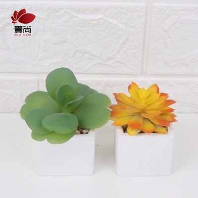 Artificial succulents Plants with Potted Artificial Plant Cement Pot for Home Office Desk Room Greenery Decoration