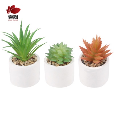 Artificial succulents Plants with Potted Artificial Plant Cement Pot for Home Office Desk Room Greenery Decoration