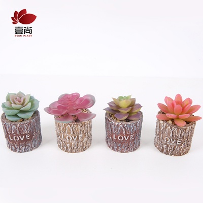 Artificial succulents Plants with Potted Artificial Plant Cement Pot for Home Office Desk Room Greenery Decoration