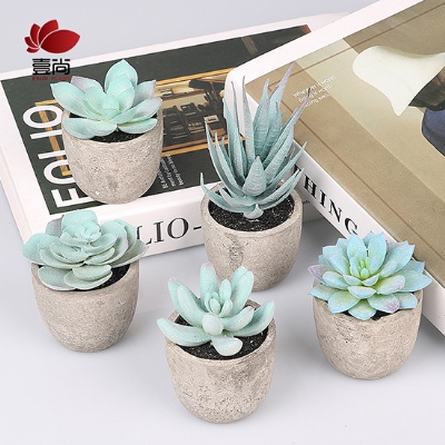 Artificial Succulent Plants Decorative Potted Plants with Gray Pots Set of 5
