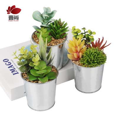 High-Quality Artificial Succulent Plants In Iron Potted Succulents For Home Decor