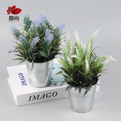 Artificial Lavender Plant With Iron Pot
