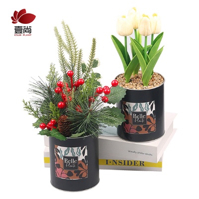 Artificial PU Flower With Iron Pot