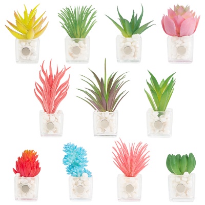 Artificial succulent plastic tub refrigerator sticker home decor